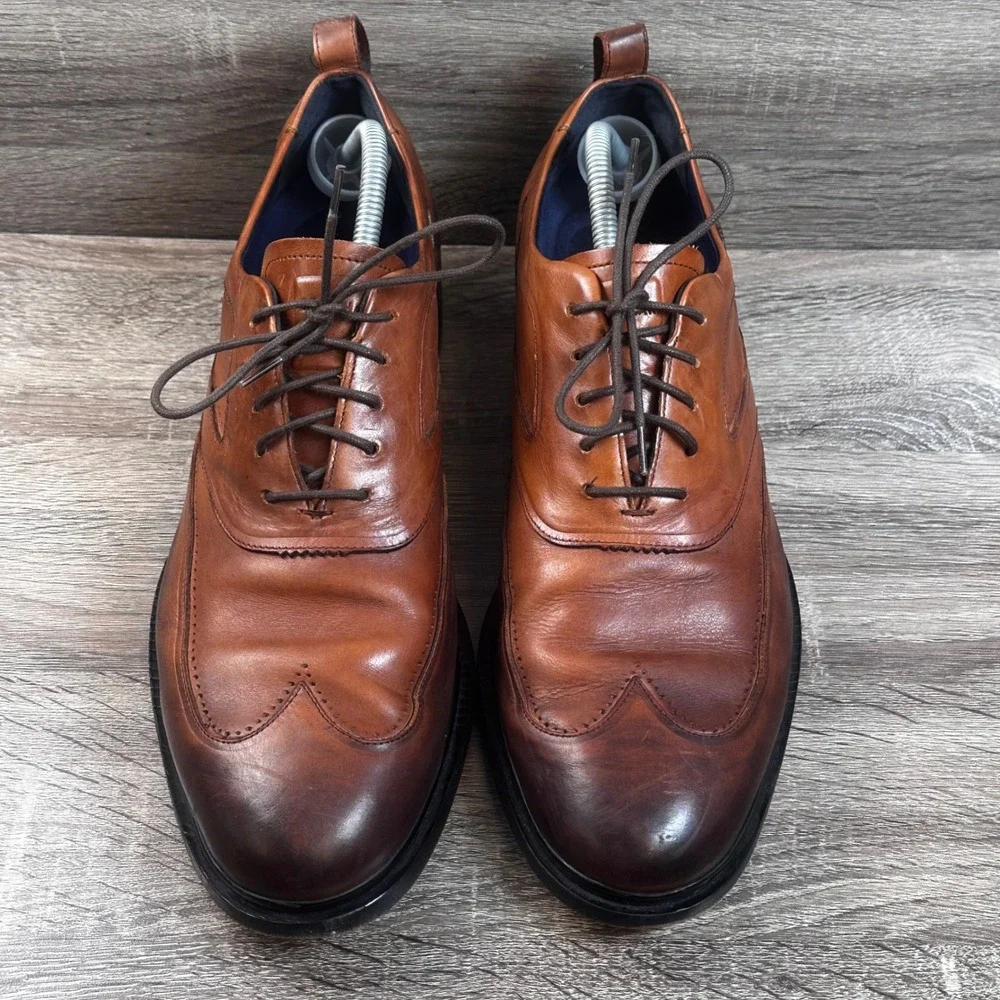 Cole Haan Grand 360 Wingtip Oxford Dress Shoes Mens 12 M British Tan Leather